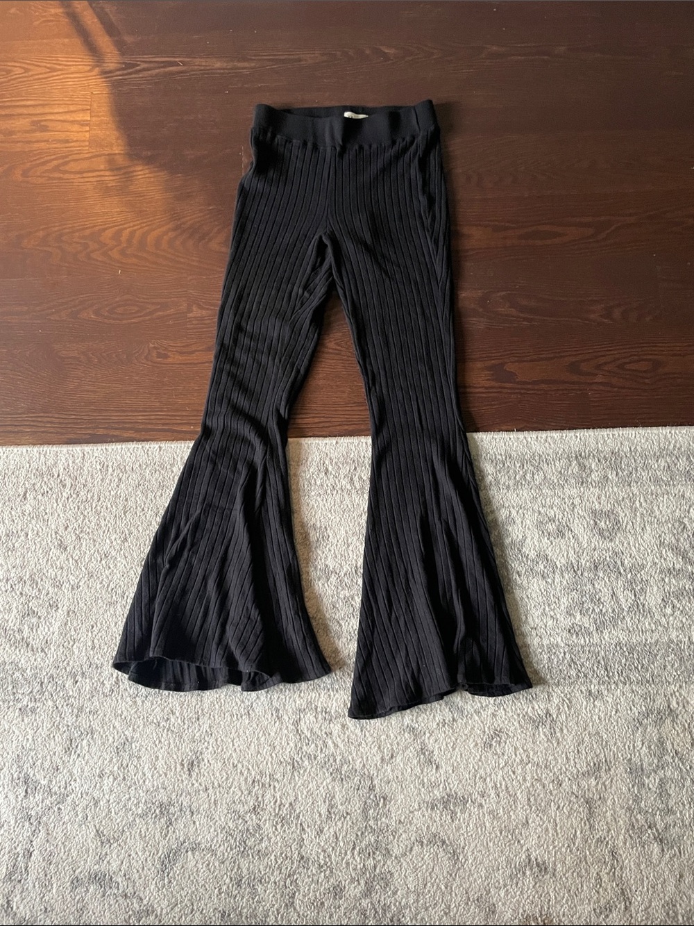 L'AGENCE Black Ribbed Flare Pants